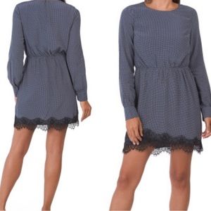 Avec Les Filles Polka Dot Lace Trim Dress